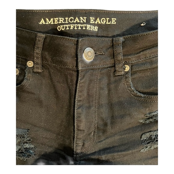 🟣American Eagle Outfitters Black Distressed Jean Shorts Size 4 - Picture 3 of 4